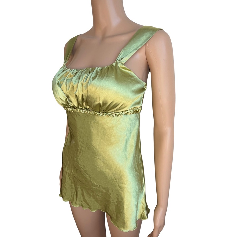 vintage y2k amy byer green satin babydoll top size small